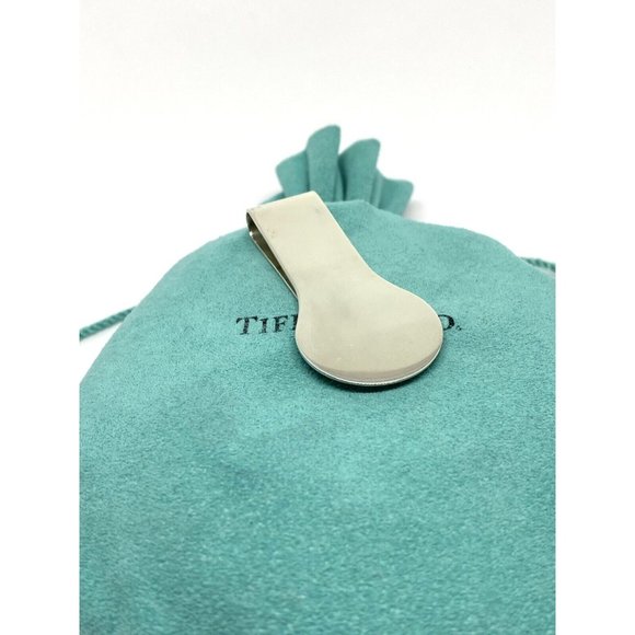 Retired Tiffany Sterling Silver Money Clip Rare, Pouch And Box!